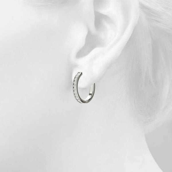Channel Set Gold Hoop Earrings - 21mm