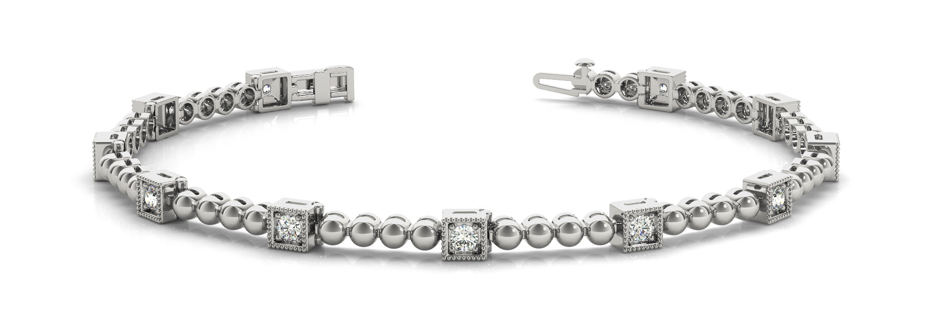 Linked Square Set Diamond Bracelet