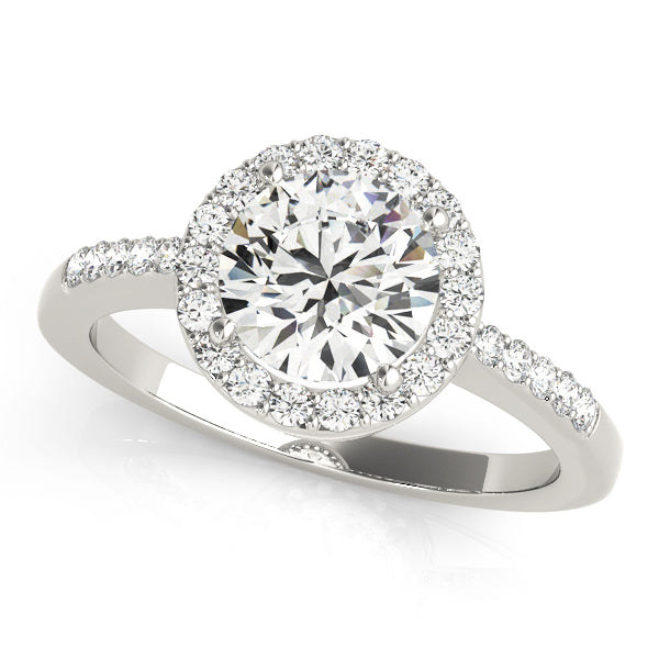 Round Solitaire Halo and Channel Set Ring