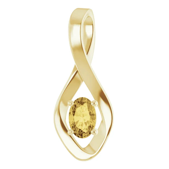 Yellow Diamond Oval Infinity Pendant